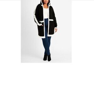 Blaclk Trimed in White Sweater